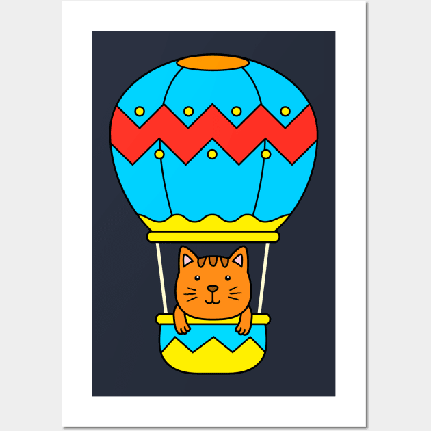 Cat in Hot Air Balloon Wall Art by samshirts